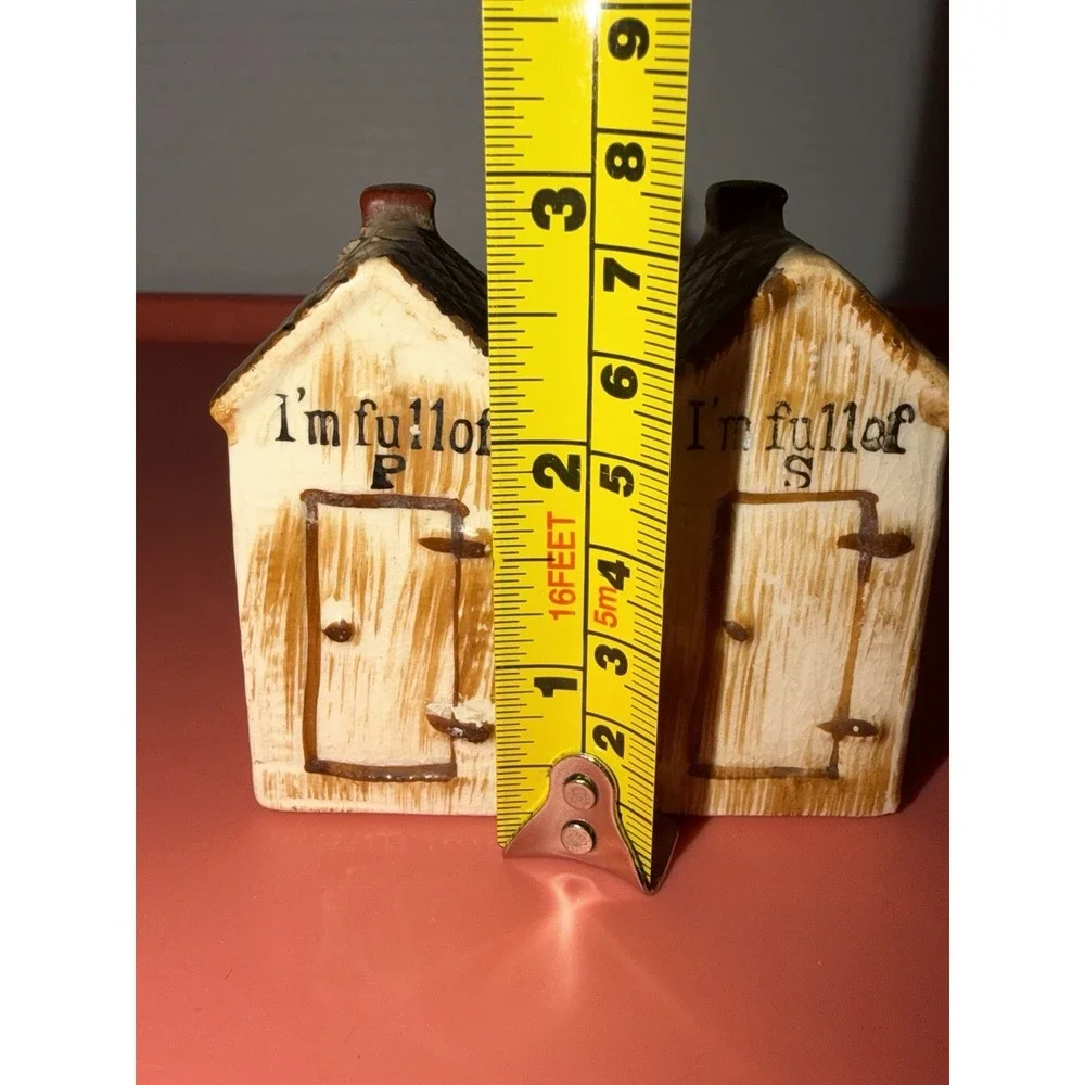 Vintage Outhouse Salt & Pepper Shakers I'm Full Of S I'm Full Of P Brown Japan